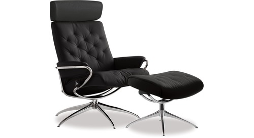 Stressless® Metro Leather Recliner with Adjustable Headrest - Star Base Stressless® Metro Leather Recliner with Adjustable Headrest - Star Base